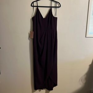 BHLDN Anthropologie Brand Dark Purple Midi Tulip Wrap Dress